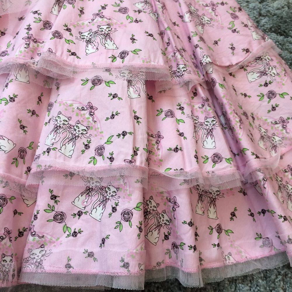 Pink Rainy Day Cats Ruffle Dress - Picture 3 of 6